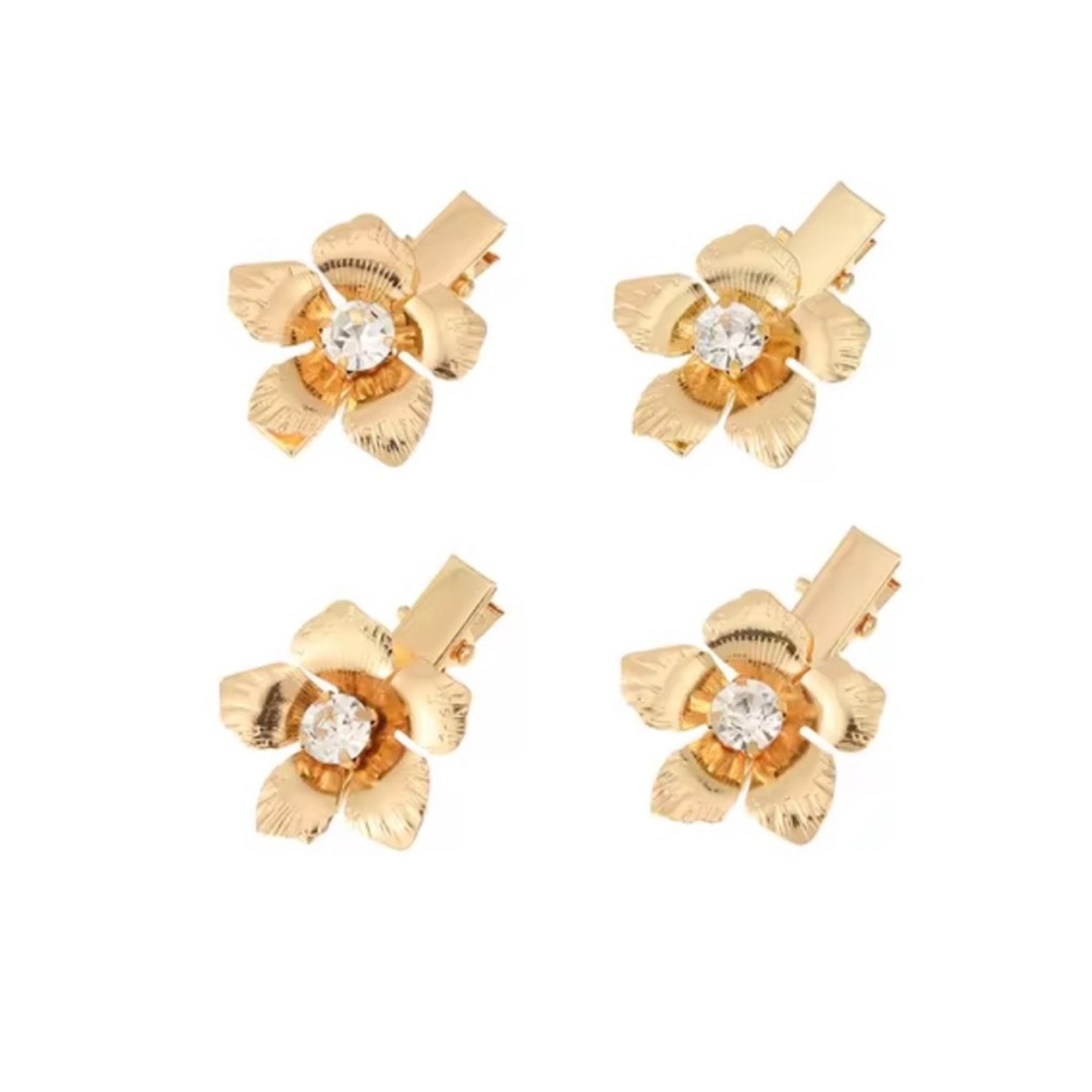 NWOT Anthropologie Gold Flower Hair Clips (Set of 4) - Picture 2 of 3